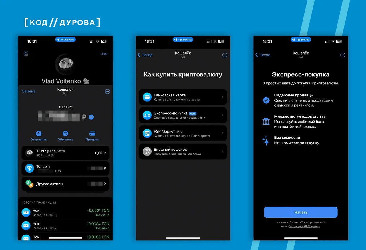 В Telegram Wallet появились экспресс-покупки | Все про Телеграм