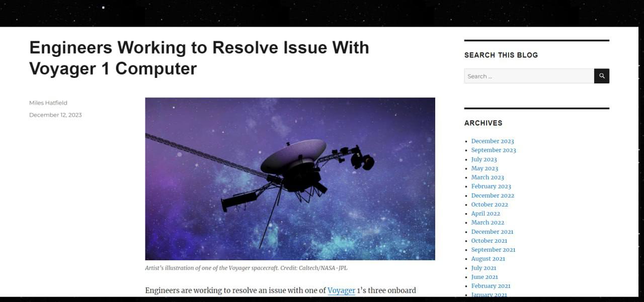 Зонд NASA «Вояджер-1» прекратил передавать сообщения. Проблема явно в одном и | Новости  / BWeek News