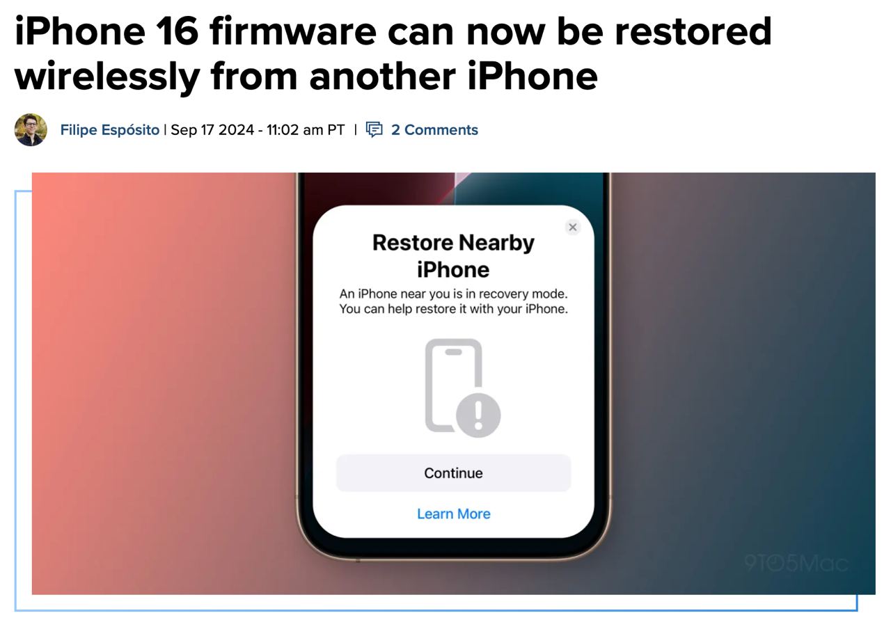 Для iPhone 16 будет доступно беспроводное восстановление. Новые модели оснаст | Технологии