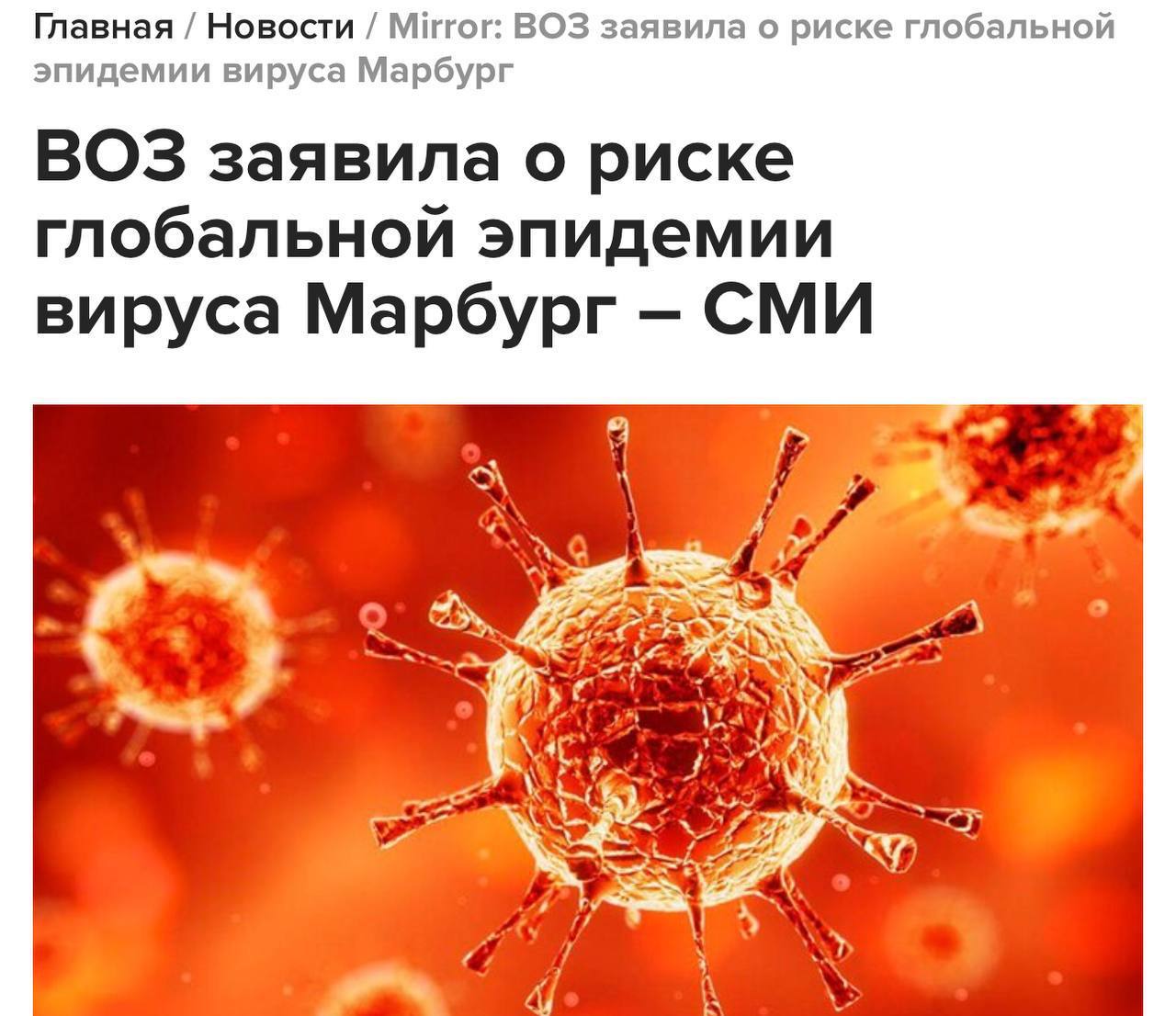 В мире начинается новая глобальная эпидемия — ВОЗ сообщает, что вирус Марбург | Тревожные новости