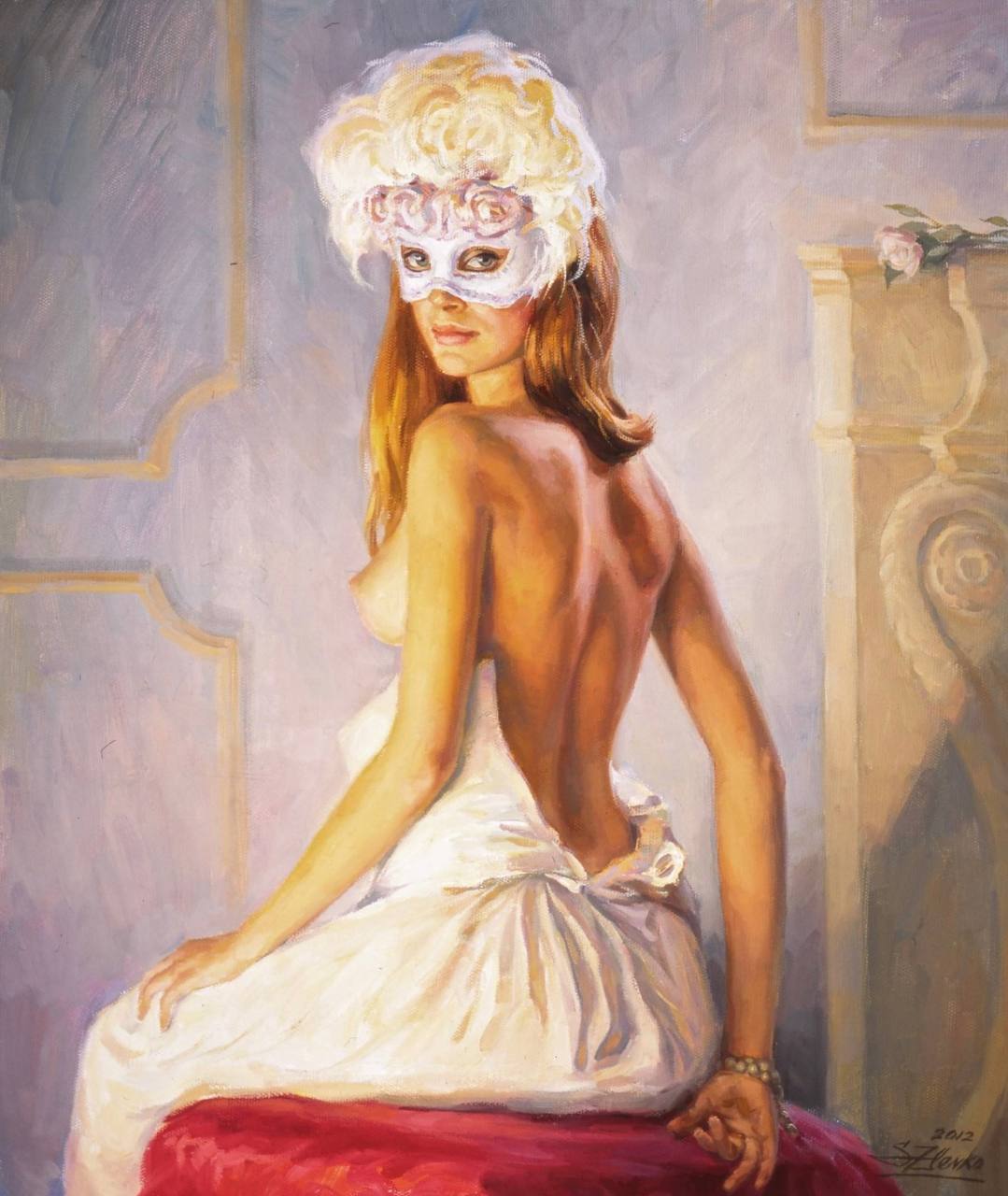 ”Белая маска”. Холст, масло. Грузинский художник Сергей Зленко (1960 г.р.) | Обнажëнные рисунки