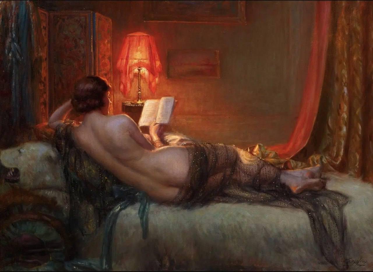 Dolphin Enjolra "Reading a novel" | Обнажëнные рисунки