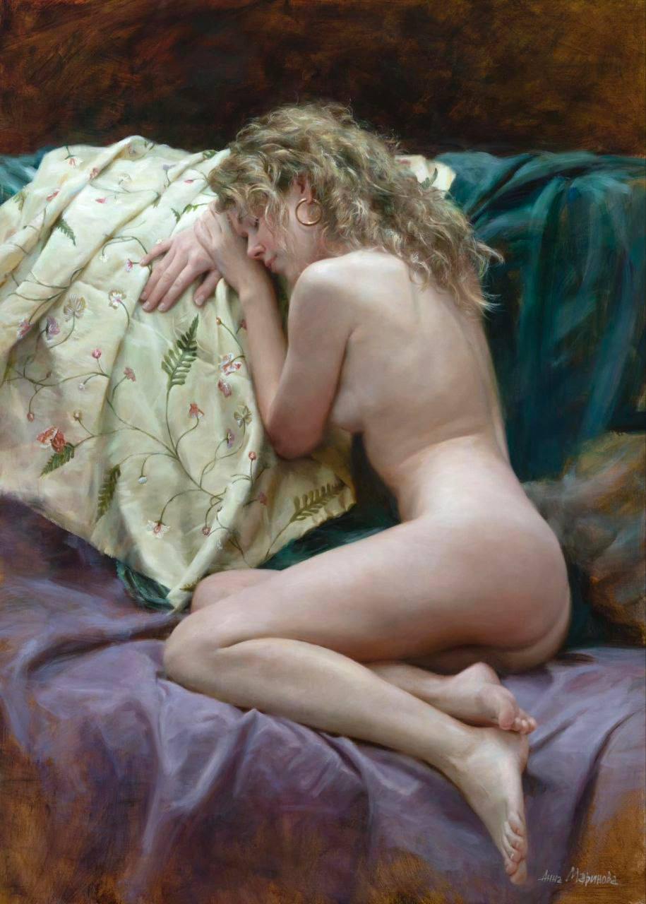 Anna Marinova "Embroidered Bedspread" 2023 | Обнажëнные рисунки