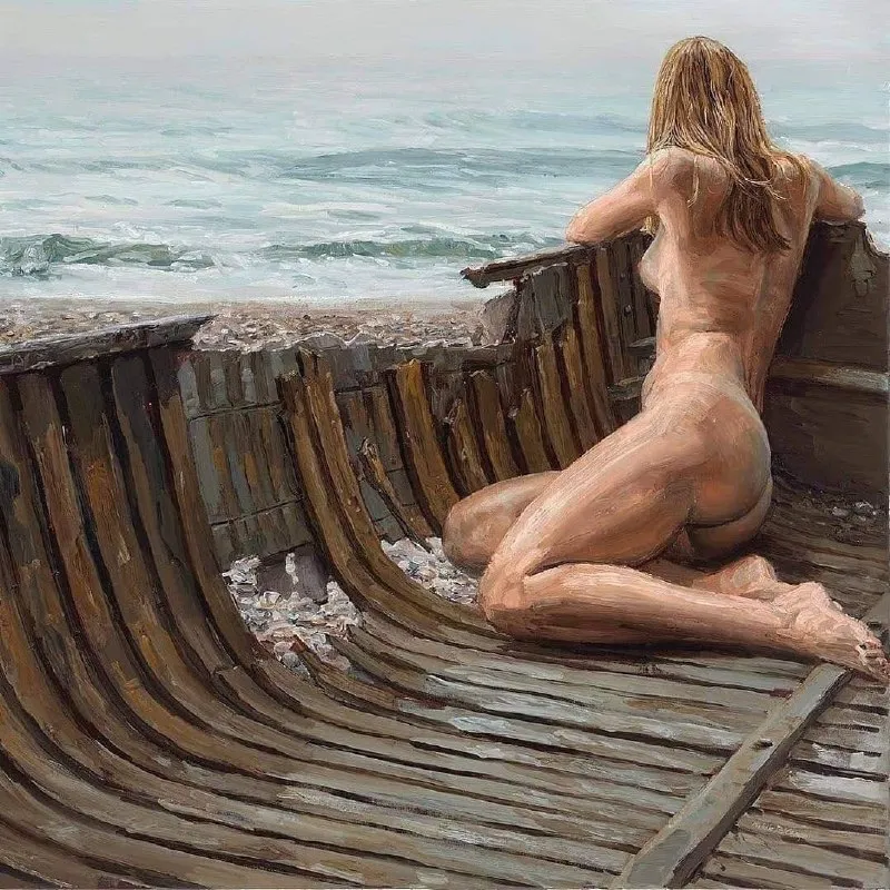 "Разбитая лодка" 🎨 Мишель Дель Кампо (1976г.р) | Обнажëнные рисунки