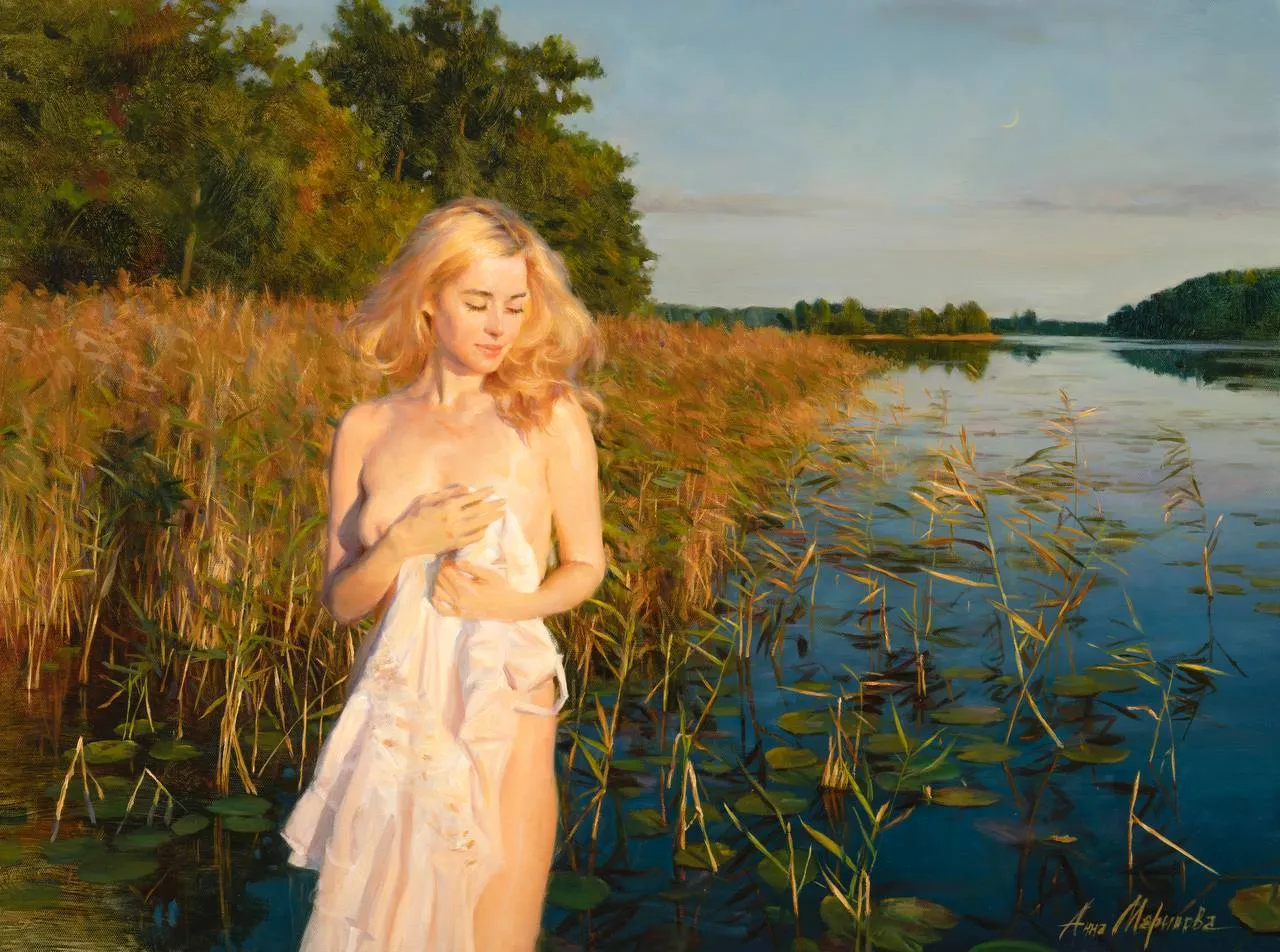 "Тёплый август" 🎨 Анна Маринова (1958г.р) | Обнажëнные рисунки