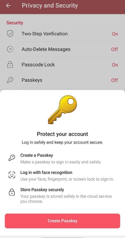 Telegram добавил вход по Passkey — теперь аккаунт можно защитить так, чтобы е | Все про Телеграм