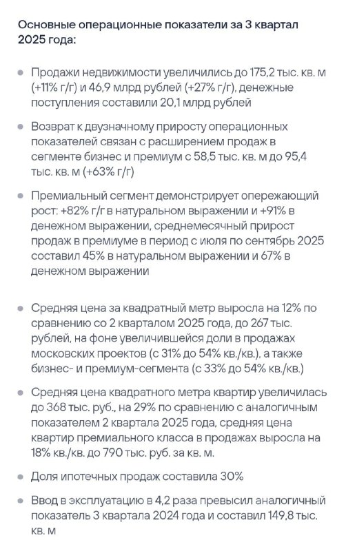 🖨 Эталон: операционные результаты 3кв2025 | Мир инвестиций