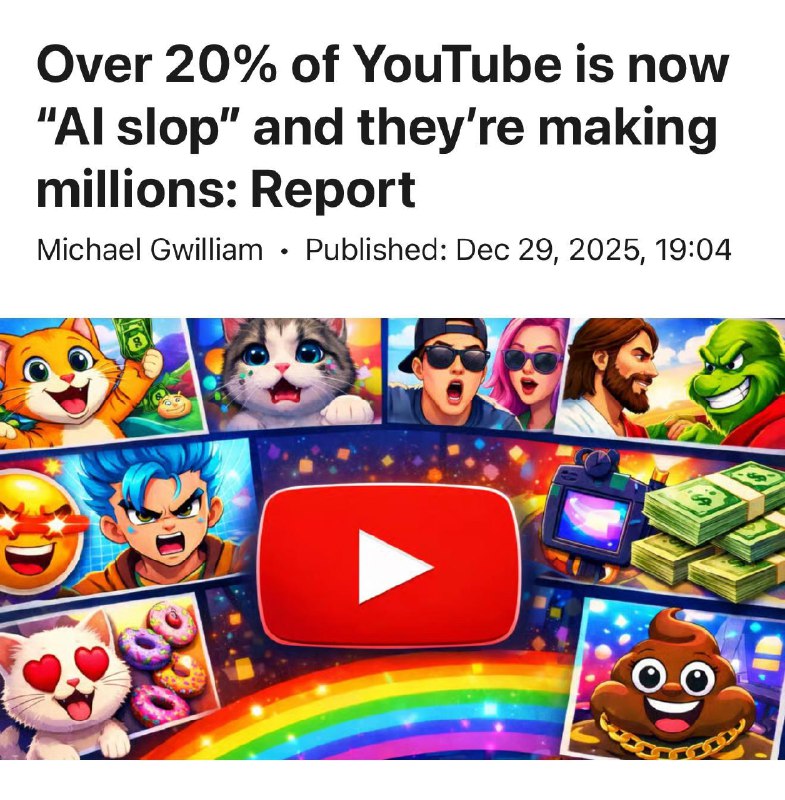 Около 20% контента на YouTube теперь создаётся с помощью ИИ, и блогеры, работ | Бизнес наизнанку