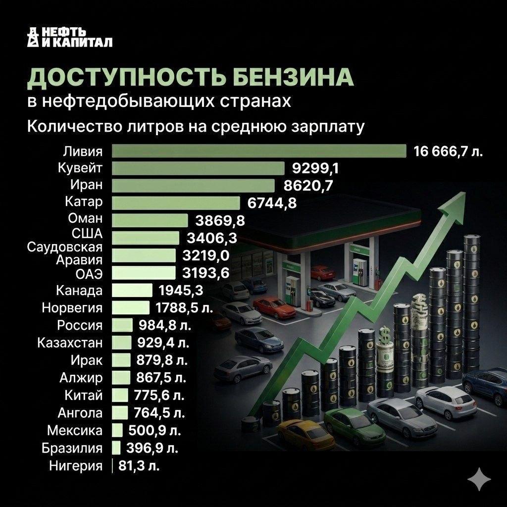 Россия заняла 12-е место среди нефтедобывающих стран по доступности бензина | Бизнес наизнанку