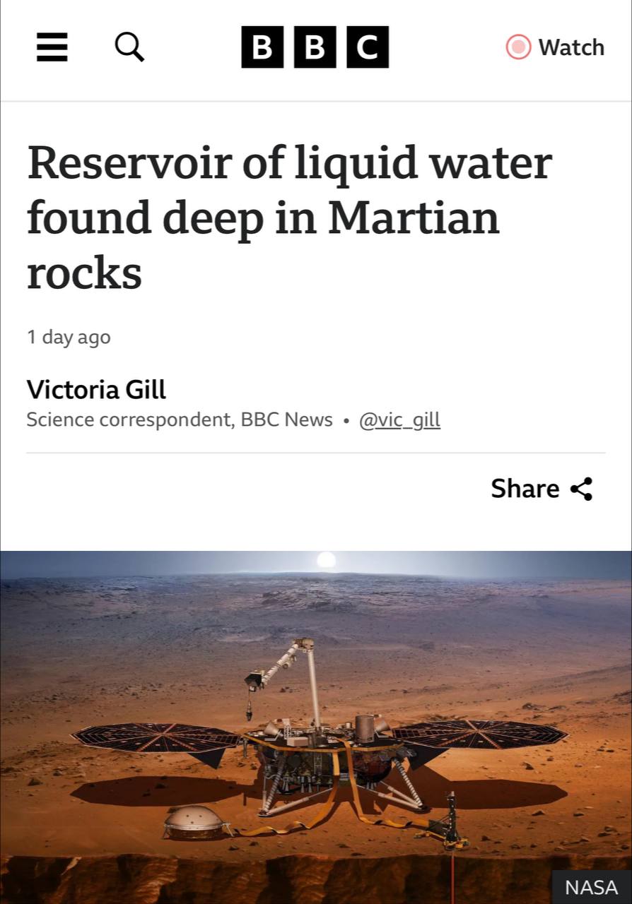 ⚡️ На Марсе нашли воду — целый океан жидкой воды лежит под поверхностью планеты | Новости  / BWeek News
