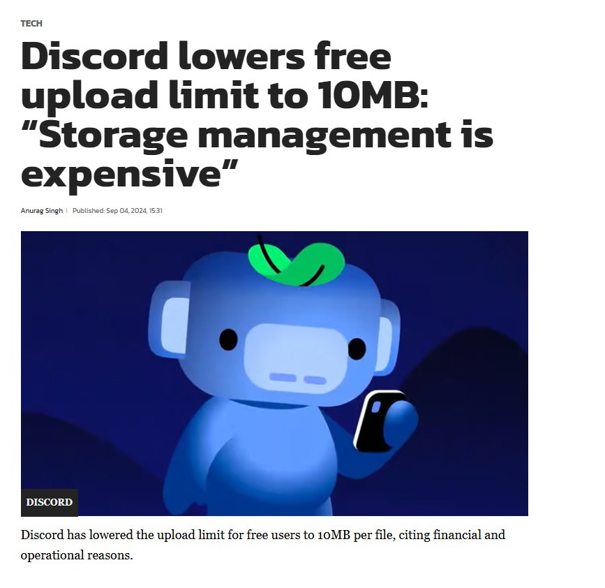 Discord режет лимиты на загрузку файлов | Новости  / BWeek News