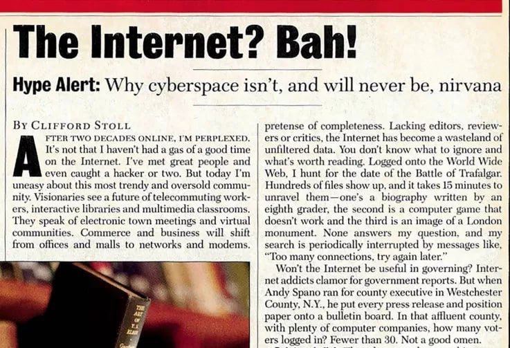 Нашли статью 1995 года, где интернет описывают как очередную модную игрушку | Новости  / BWeek News