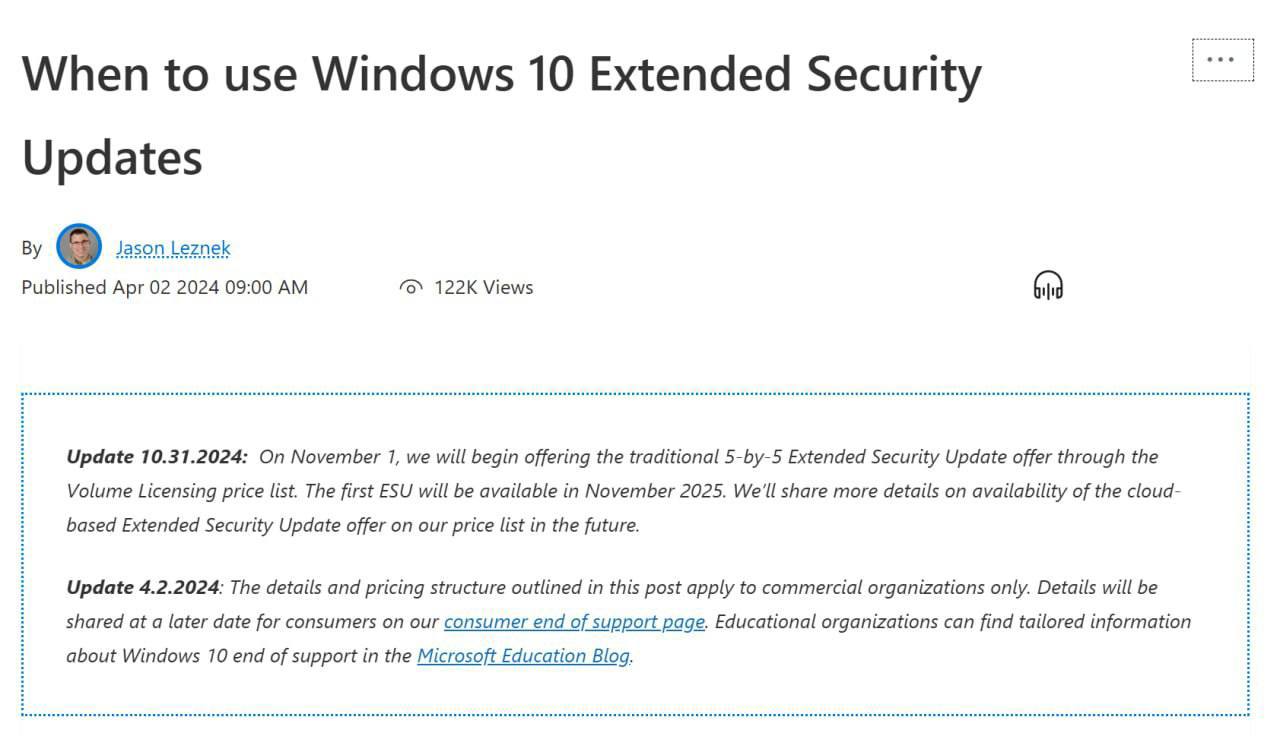 Microsoft продлит поддержку Windows 10 за $30 | Новости  / BWeek News