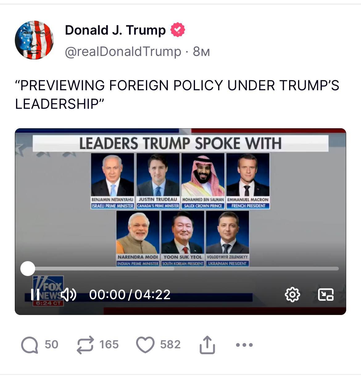 Трамп показал, с какими мировыми лидерами успел пообщаться после победы на вы | Новости  / BWeek News