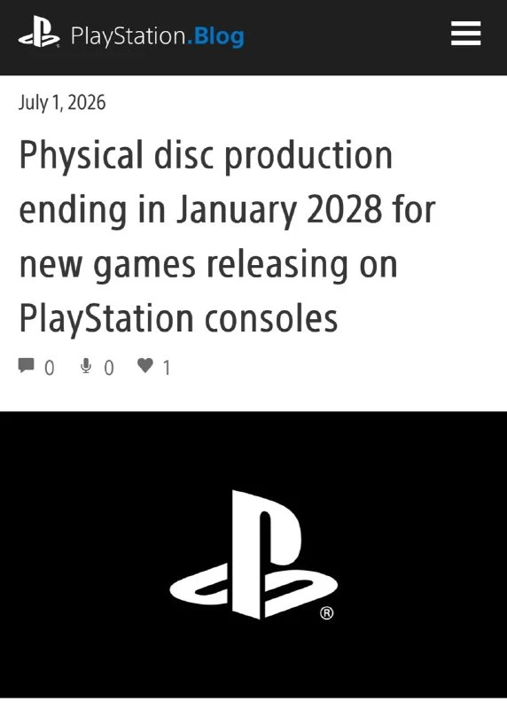 ️ Sony ОТКАЗЫВАЕТСЯ от дисков — с января 2028 года новые игры для PlayStation | Новости  / BWeek News