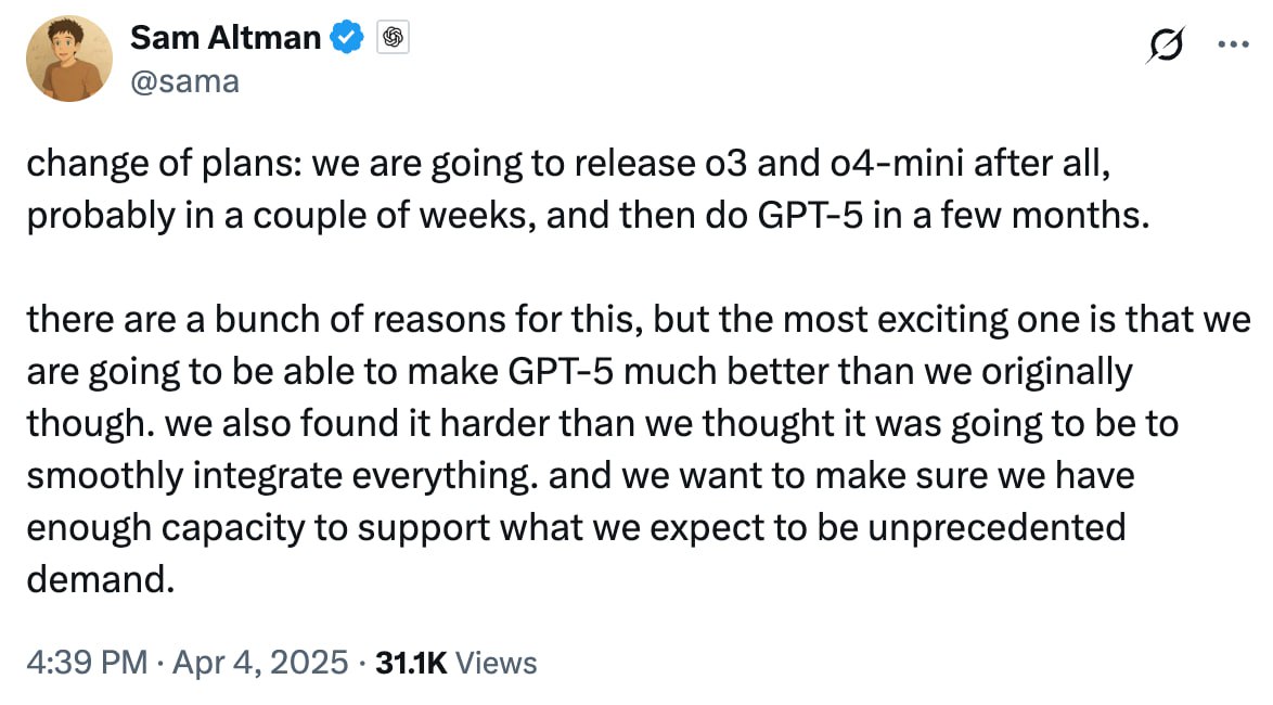 OpenAI раскрыли график выхода своих следующих моделей: | Нейросети Ai