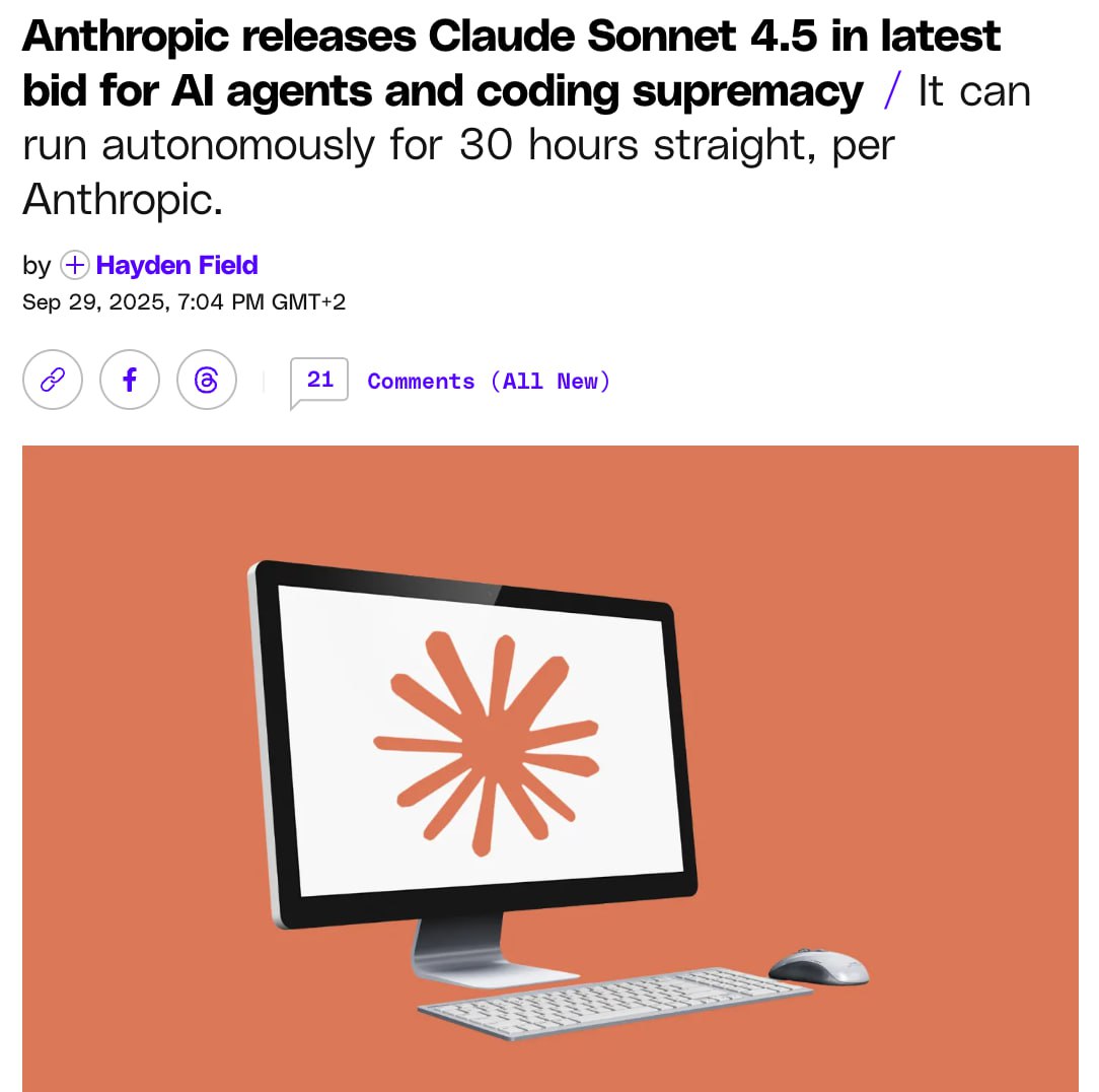 Новая Claude Sonnet 4.5 может писать код 30 часов подряд без перерывов — это | Нейросети Ai