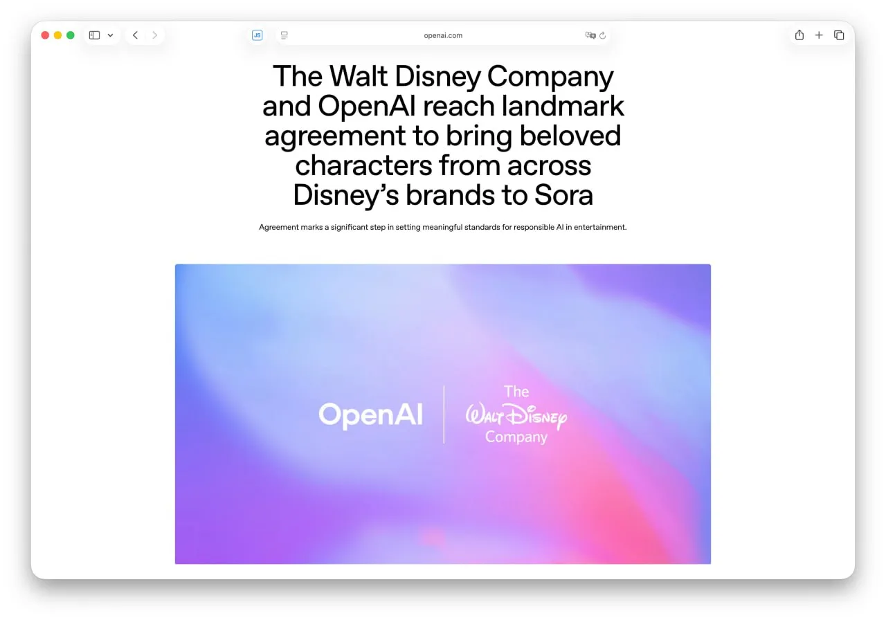 Walt Disney инвестируют $1 млрд в OpenAI и разрешат свободно генерировать кон | Нейросети Ai