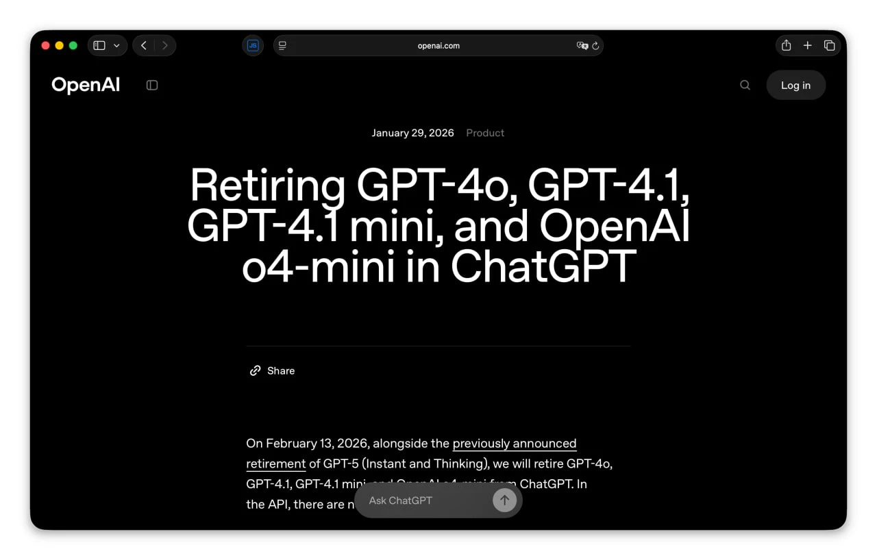 GPT уходят на пенсию: OpenAI с 13 февраля прекращают поддержку сразу четырех | Нейросети Ai