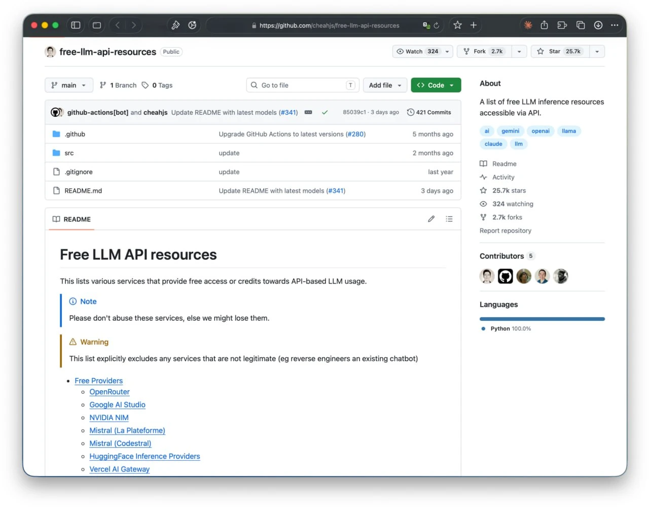 Вайбкодеры, для вас: на GitHub собрали список полностью бесплатных API для ра | Нейросети Ai