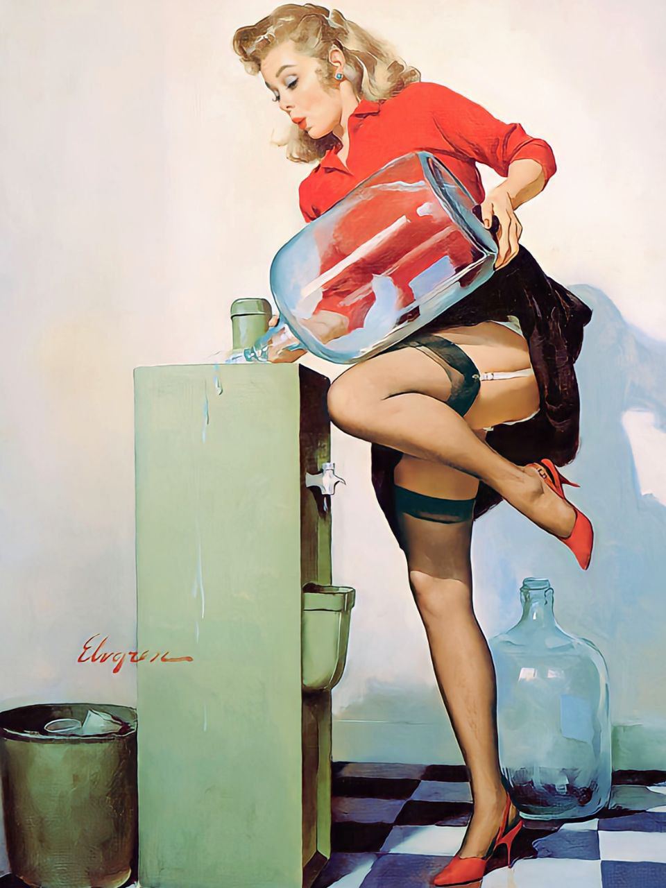 Очень освежает. Художник Gil Elvgren | Пин-ап девушки