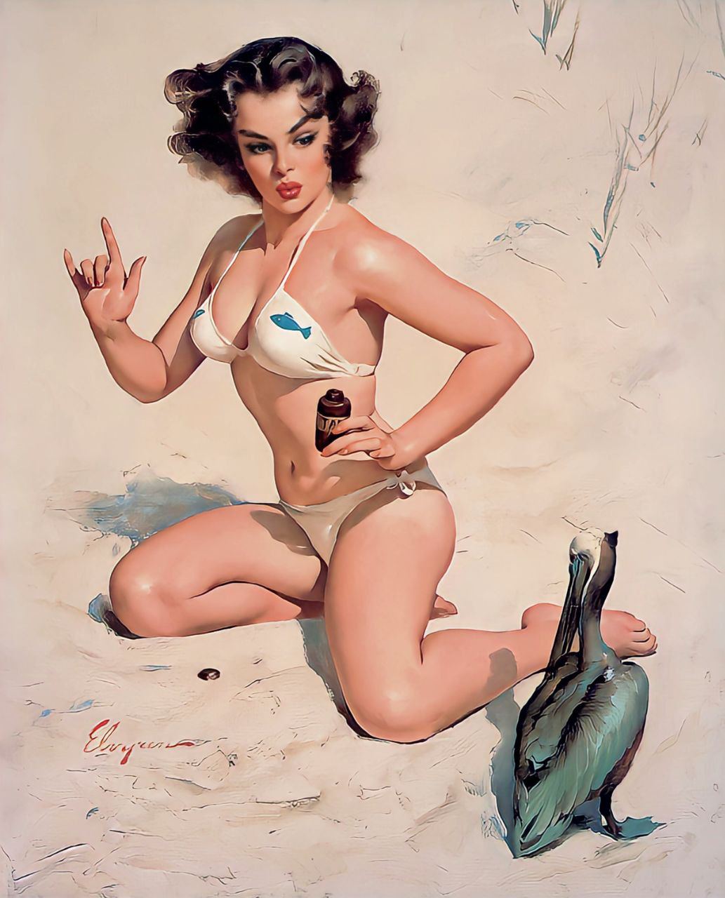Классичекая пин-ап картина от великого американского художника Gil Elvgren | Пин-ап девушки