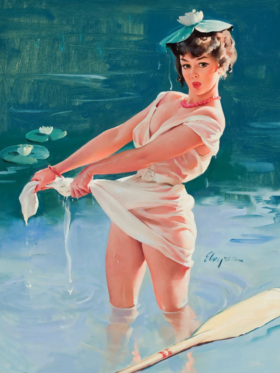 Upsetting Upsett. Painter is Gil Elvgren | Пин-ап девушки