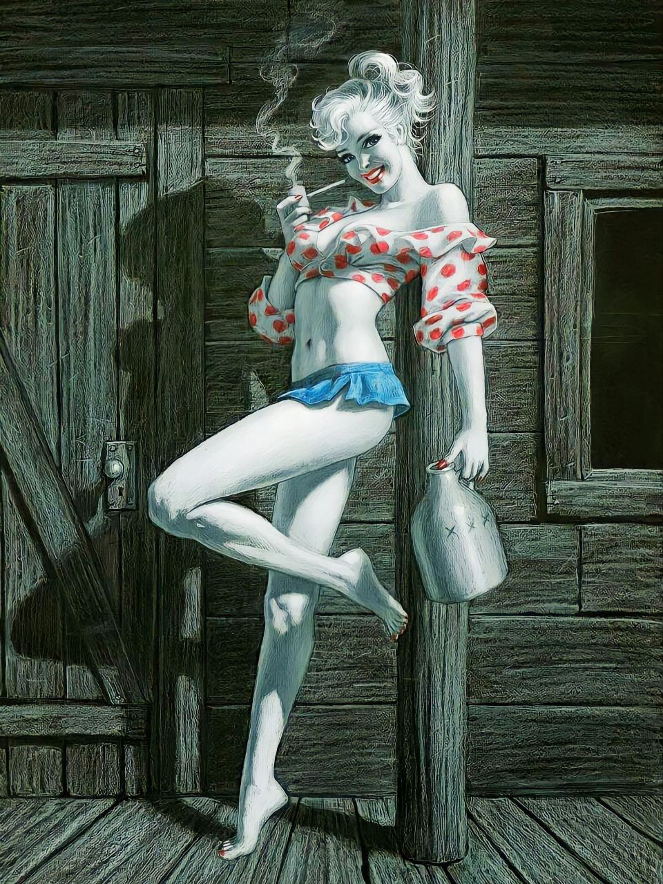 Ночная кокетка. Художник Greg Hildebrandt | Пин-ап девушки