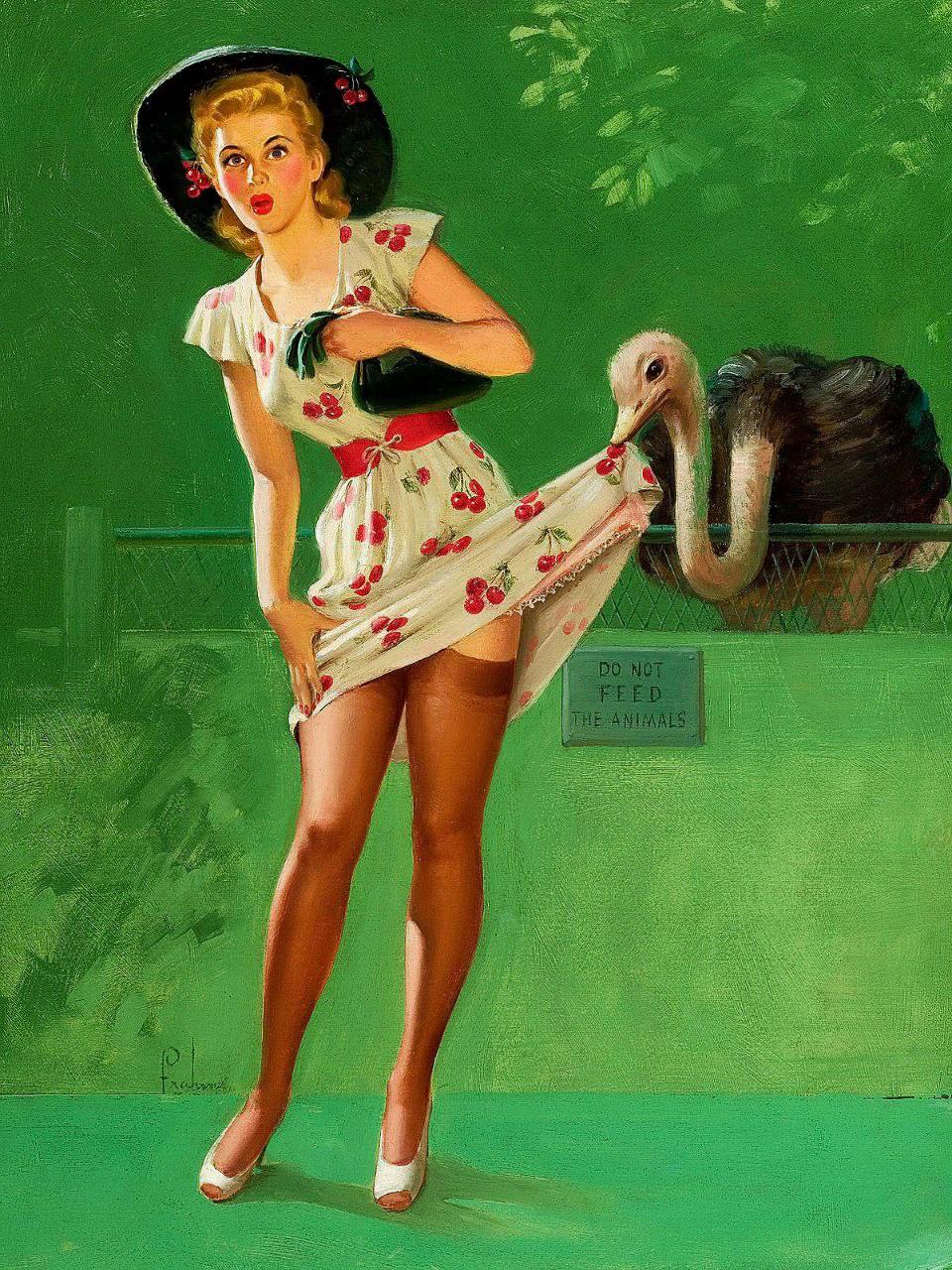 Ностальгичный классический пин-ап от американского художника Art Frahm "Живот | Пин-ап девушки
