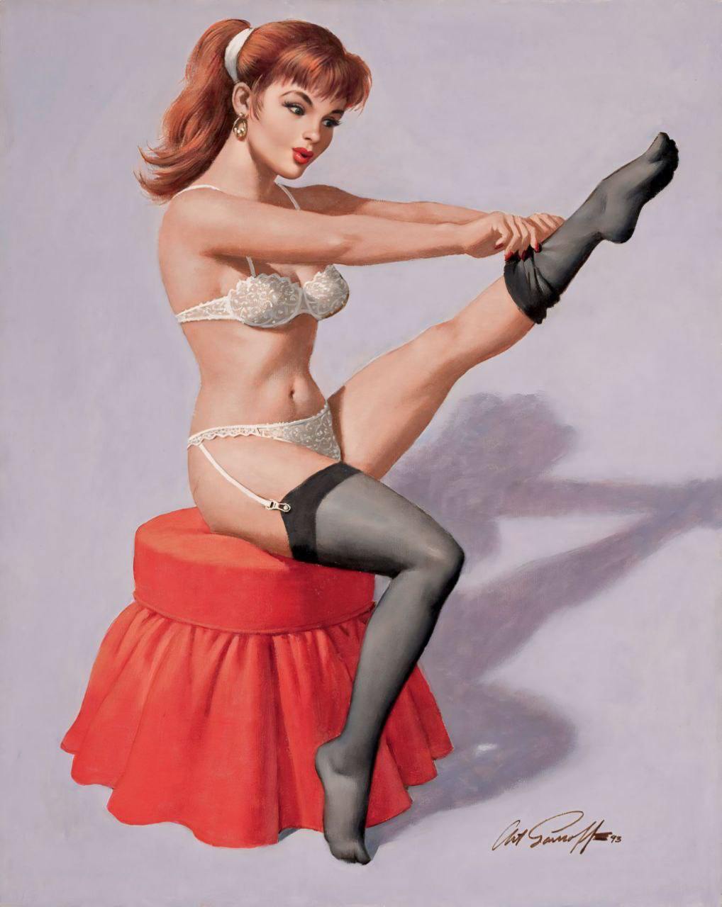 Классический пин-ап от американского художника Arthur Sarnoff "Чулки" | Пин-ап девушки