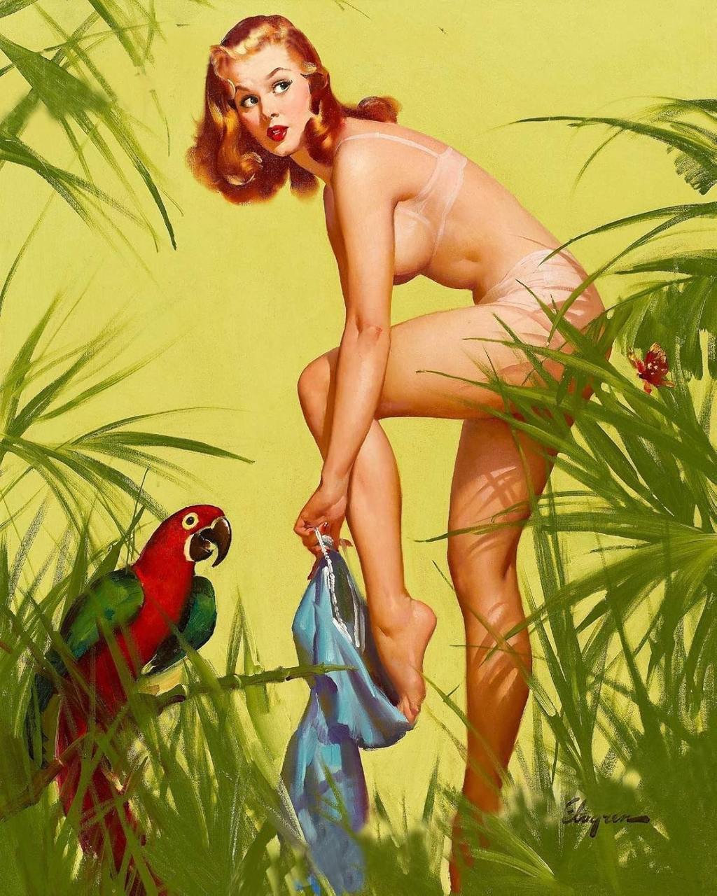 Классичекая пин-ап картина от великого американского художника. Gil Elvgren п | Пин-ап девушки