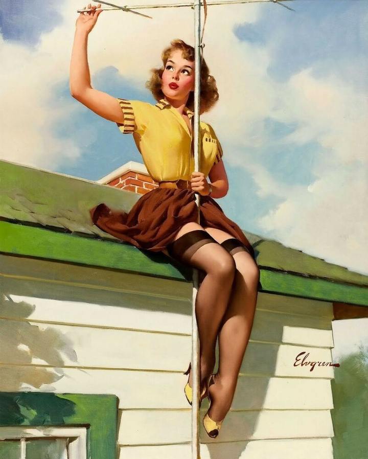 Классичекая пин-ап картина от великого американского художника Gil Elvgren по | Пин-ап девушки