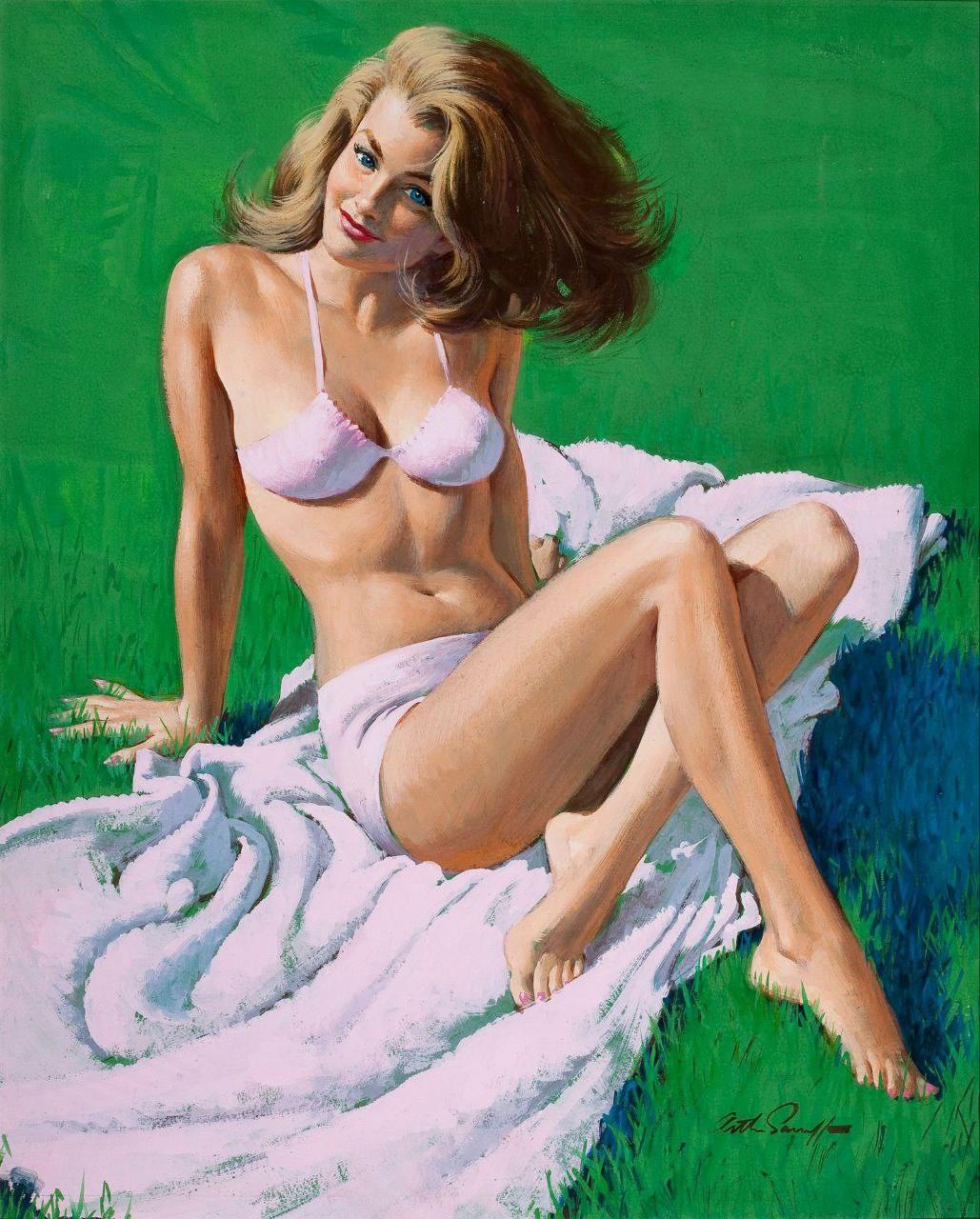 Классический пин-ап от американского художника Arthur Sarnoff. Летний пин-ап | Пин-ап девушки