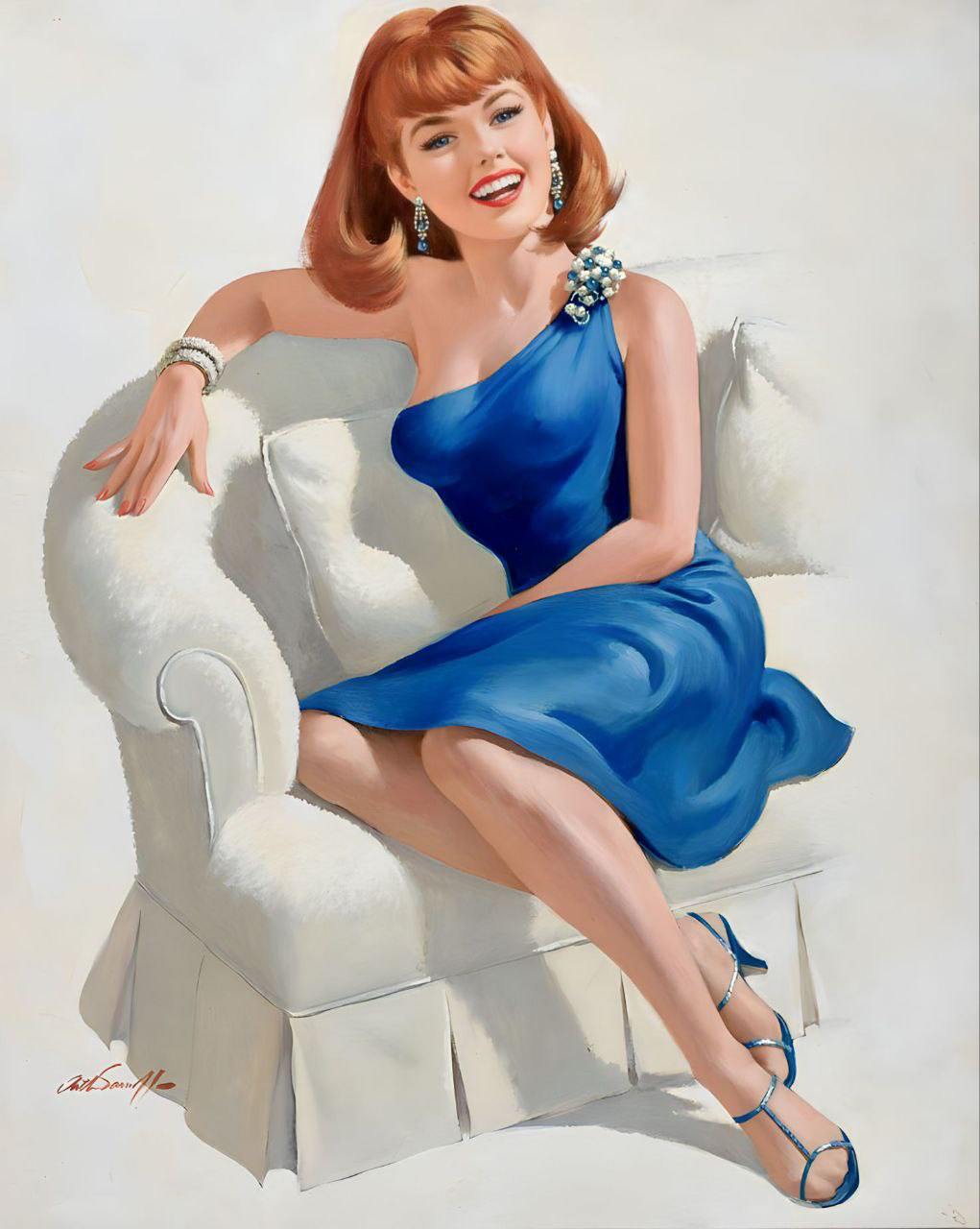 Классический пин-ап от американского художника 🎨 Arthur #Sarnoff | Пин-ап девушки