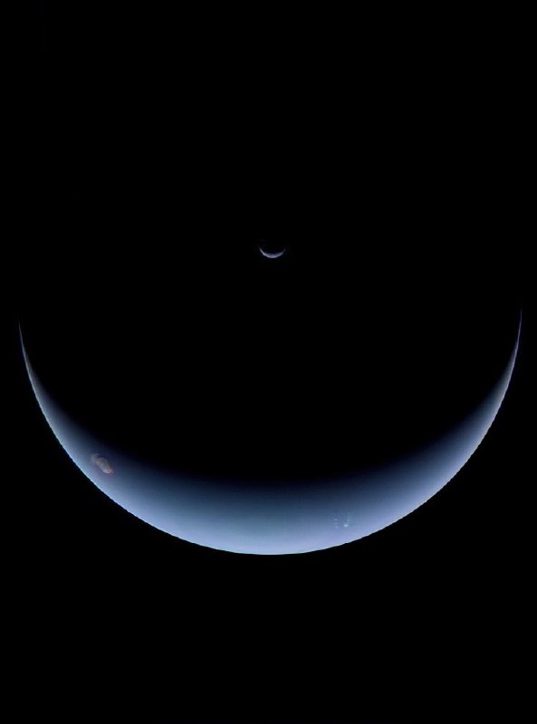 Прощальный снимок Нептуна и Тритона от космического аппарата «Вояджер-2» 🌌 | Про космос